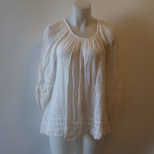 LETARTE SEMI-SHEER PEARL BEAD SWIM COVER-UP TOP XS
